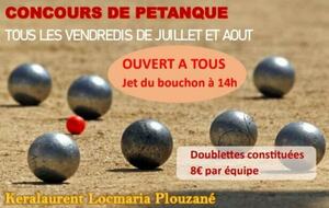 Concours d'été à Locmaria Pétanque en doublettes constituées