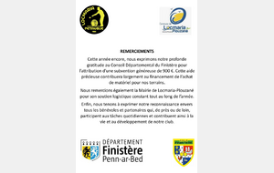 Remerciements au Conseil Général, à nos autres partenaires et à nos bénévoles