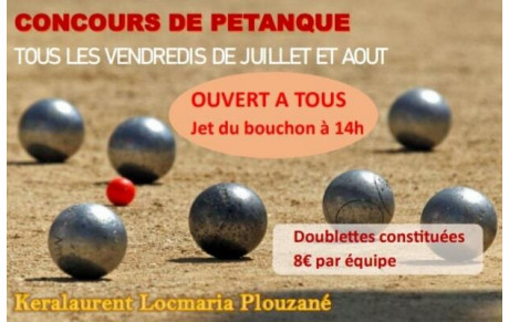 Concours d'été à Locmaria Pétanque en doublettes constituées