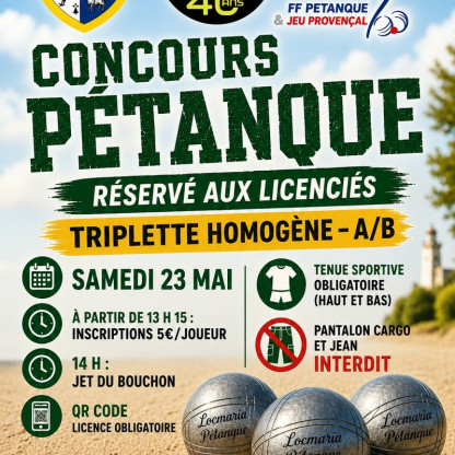 Concours en triplette samedi 23 mai